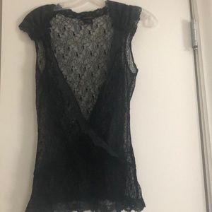 Crown of Hearts sheer black lace top